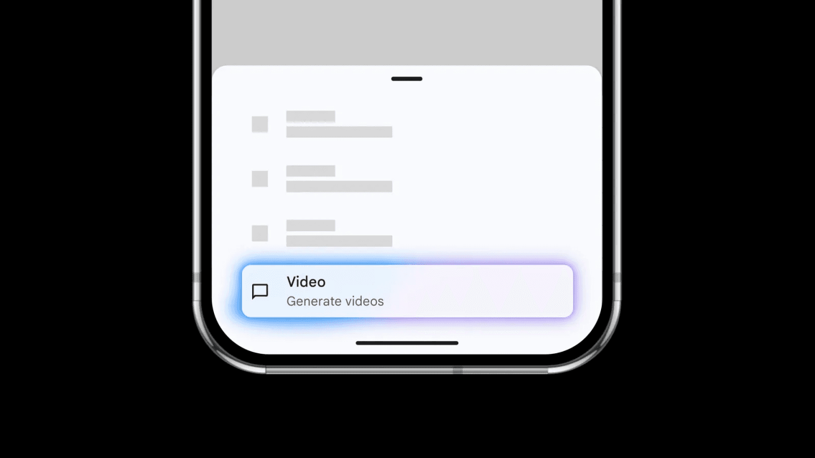 Video generation option highlighted on smartphone - Veo 3 maximum video length