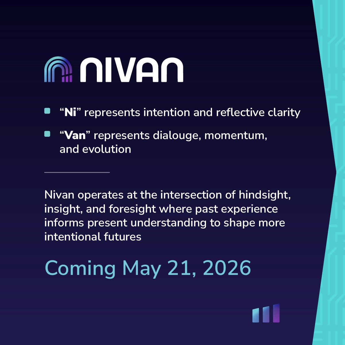 8 variations of nivan logos that includes stacked, horizontal, color, and reverse logos