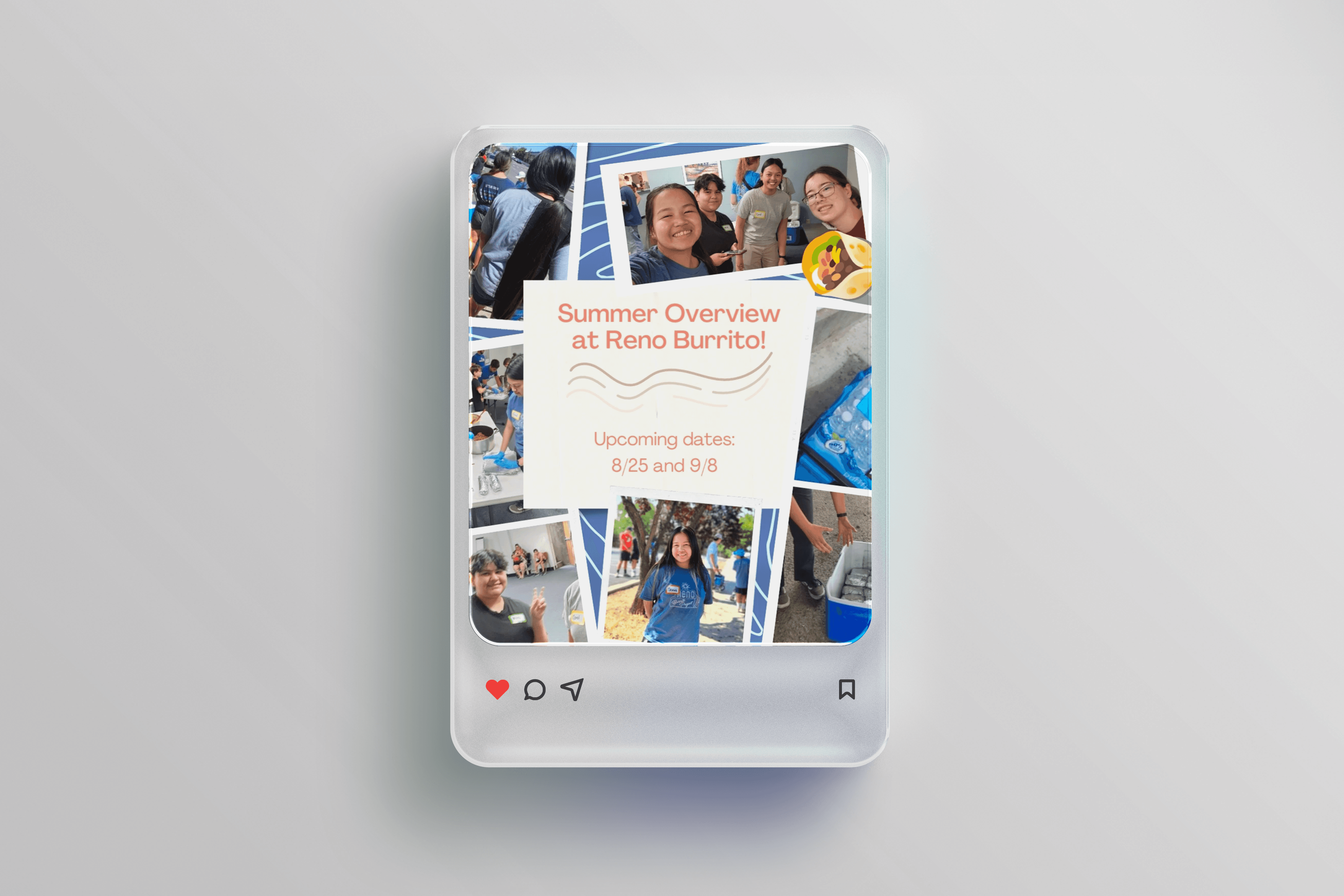 Mockup of an instagram collage, showing various moments at a local volunteering event.