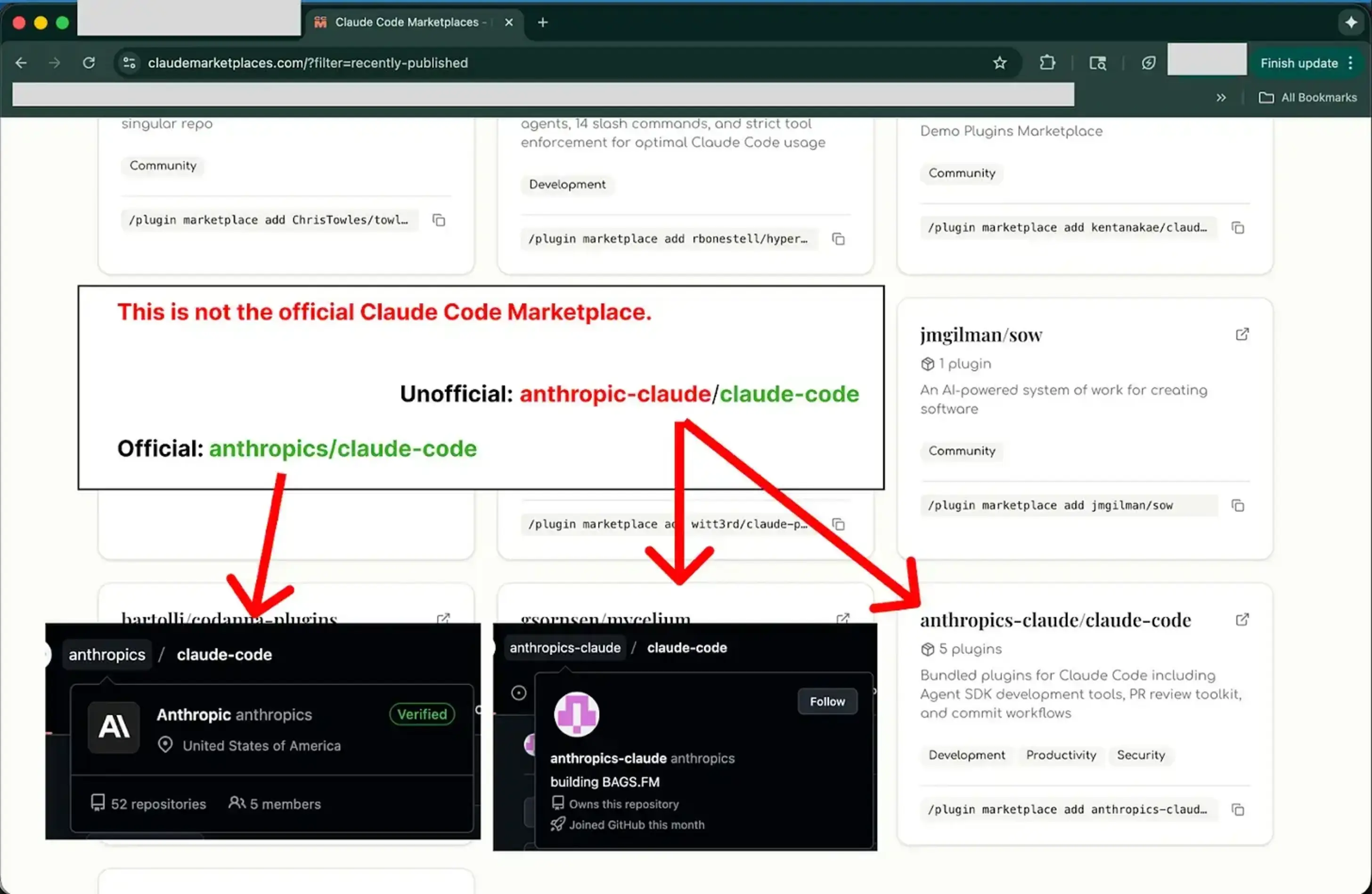 Third Party Marketplace Registry with Anthropic Impersonators