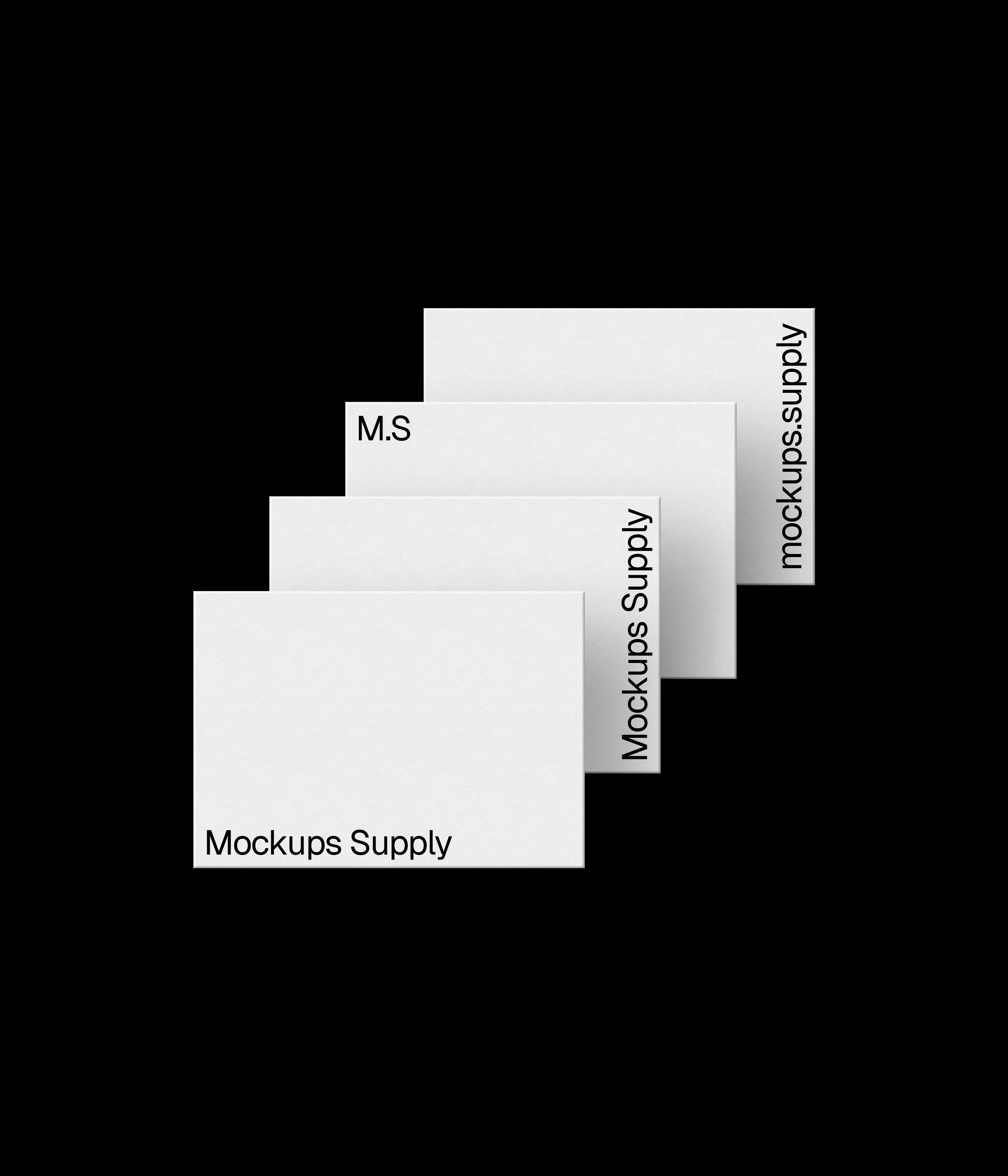 4 A5 paper mockup landscape for Photoshop with debossed text effect, white papers on black background, minimal stationery and print branding presentation