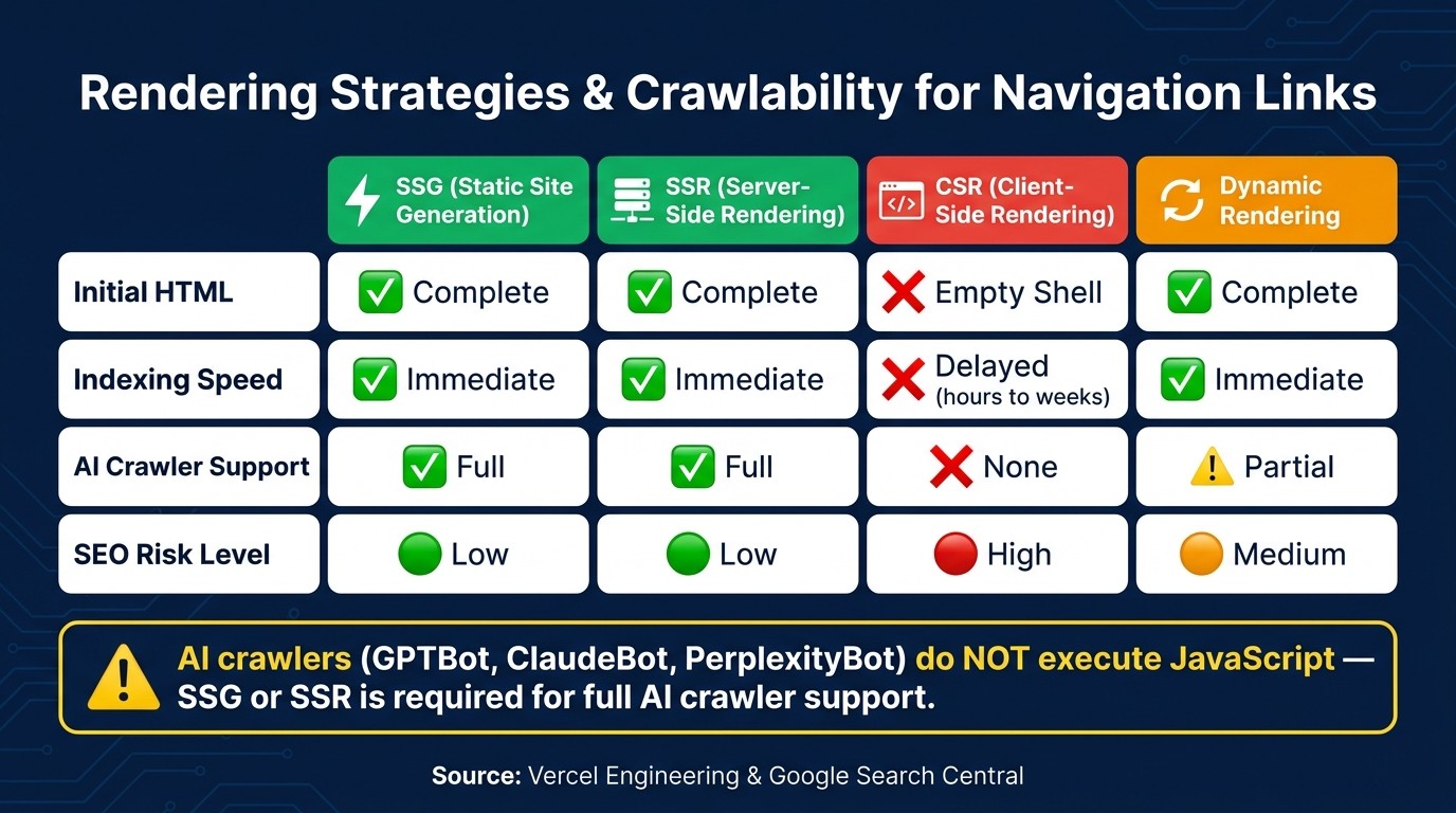 Rendering Strategies vs. Crawlability: SSG, SSR, CSR & Dynamic Rendering