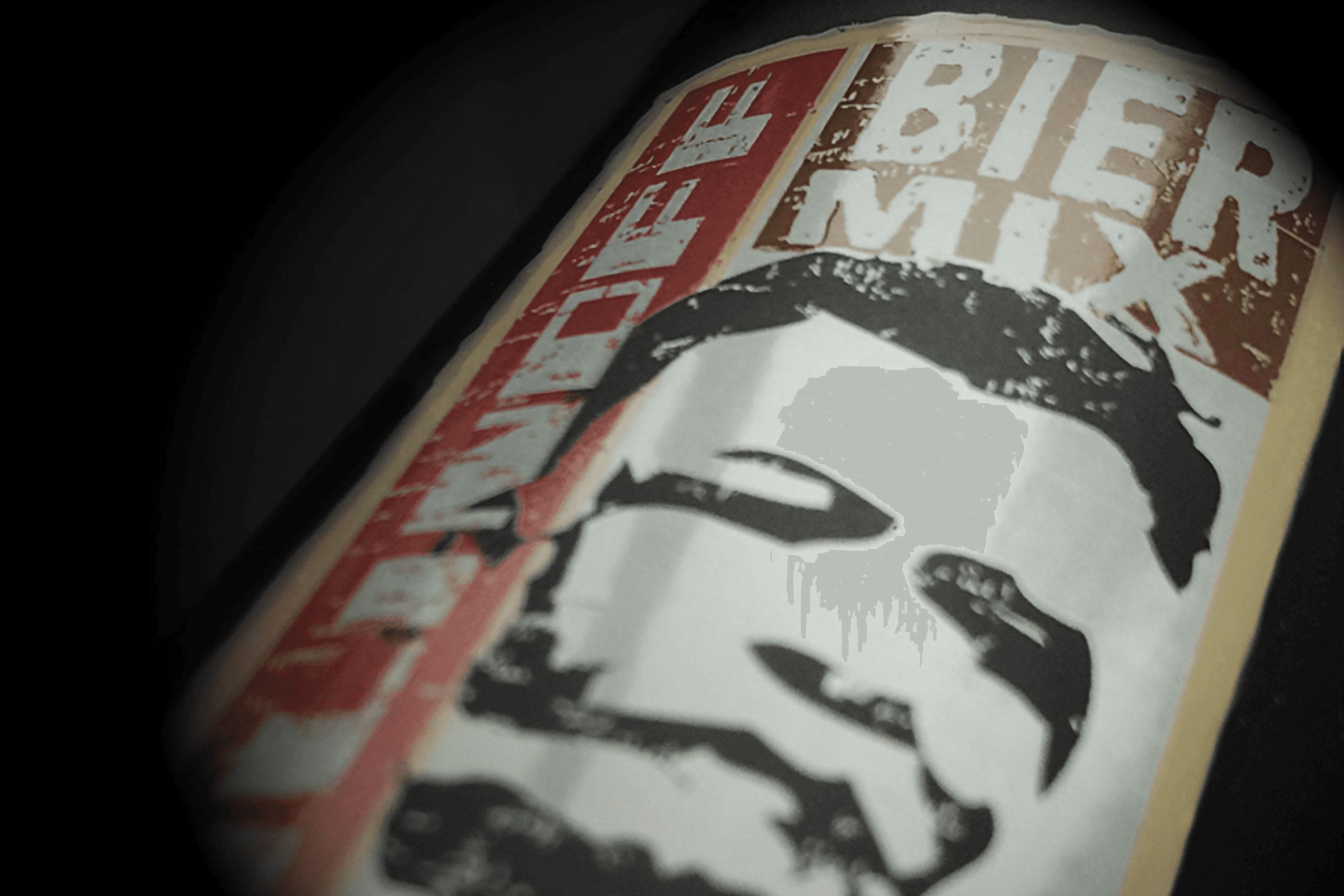 Poster with a stylized face and text "BIER MIX"