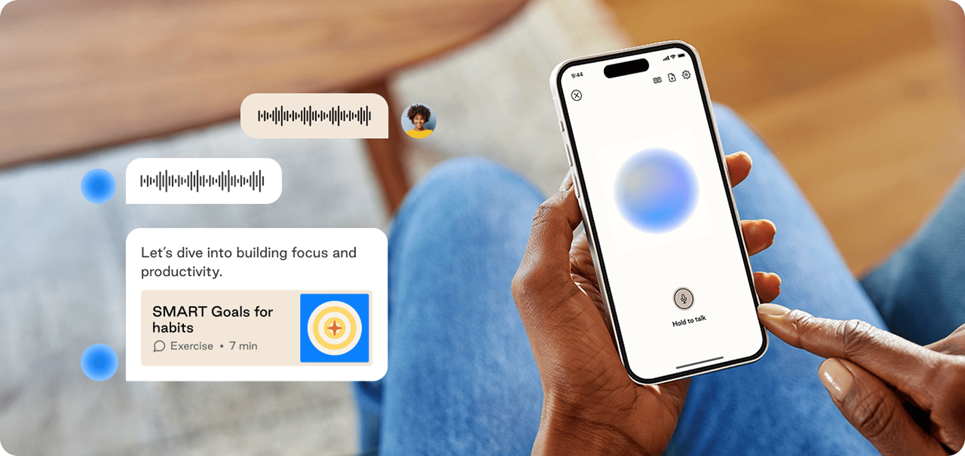 Kyan Health's AI companion Kai providing personalised EAP support through an in-app conversation — part of a modern employee assistance programme available 24/7 in over 50 languages.