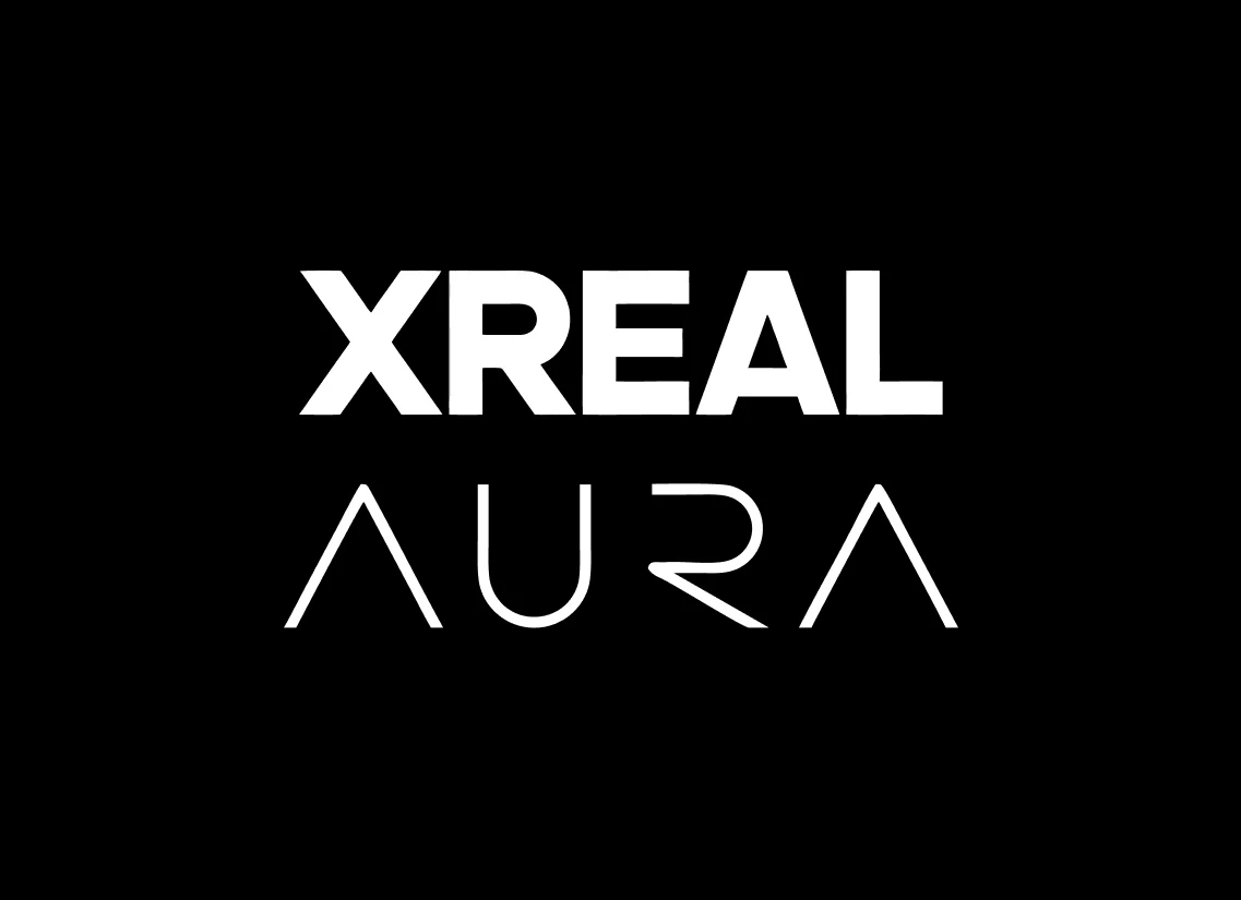 The XREAL Aura wordmark in white on a black background.