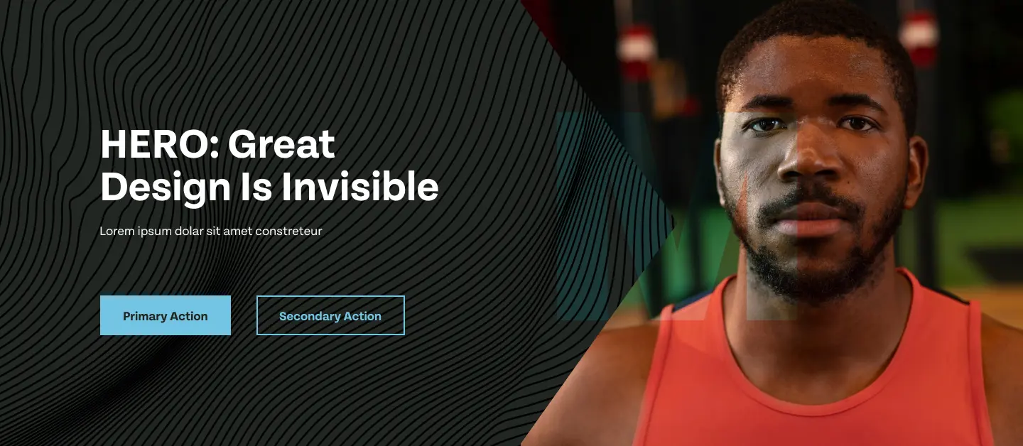 A close-up of a man in a tank top, focused, with green background lights, promoting a fitness program.