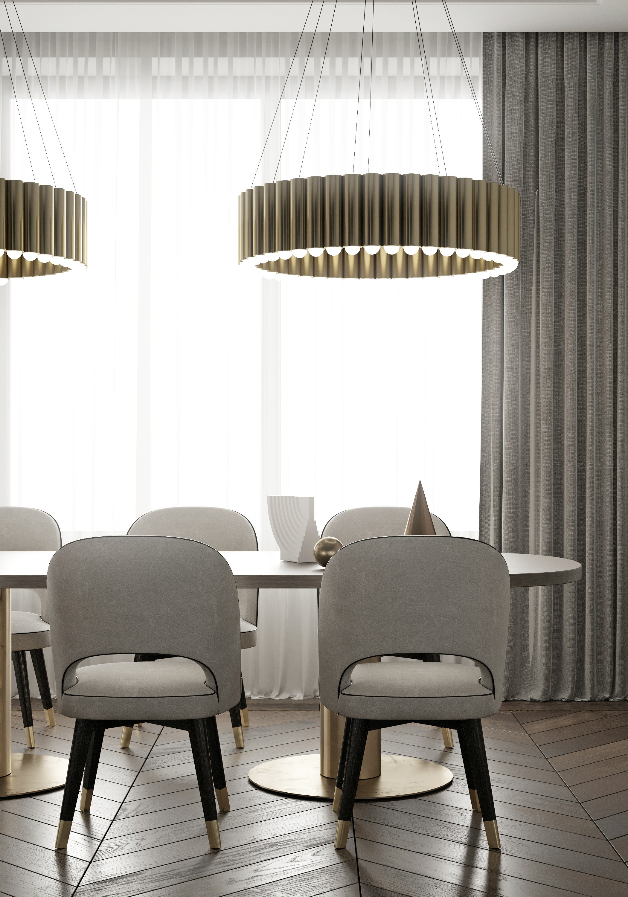 White plate with roasted carrots served on green sauce, topped with almonds and fresh herbs, held by a hand over a dark table.