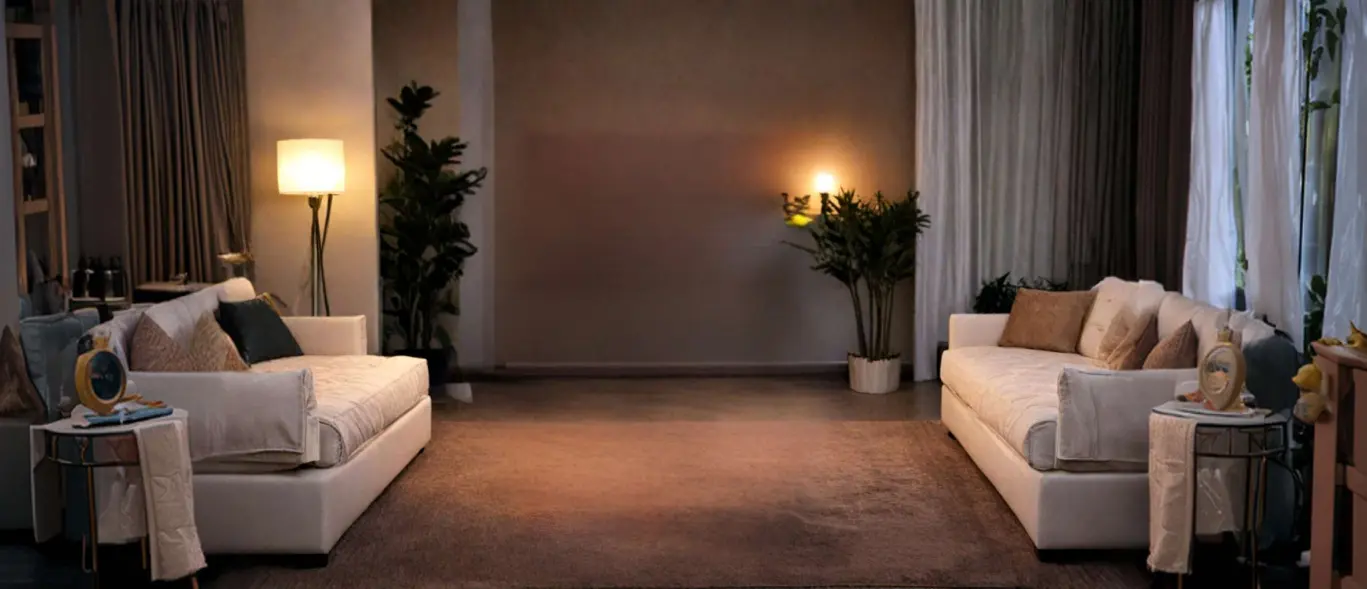 Room where arjun is watching Tv in evening