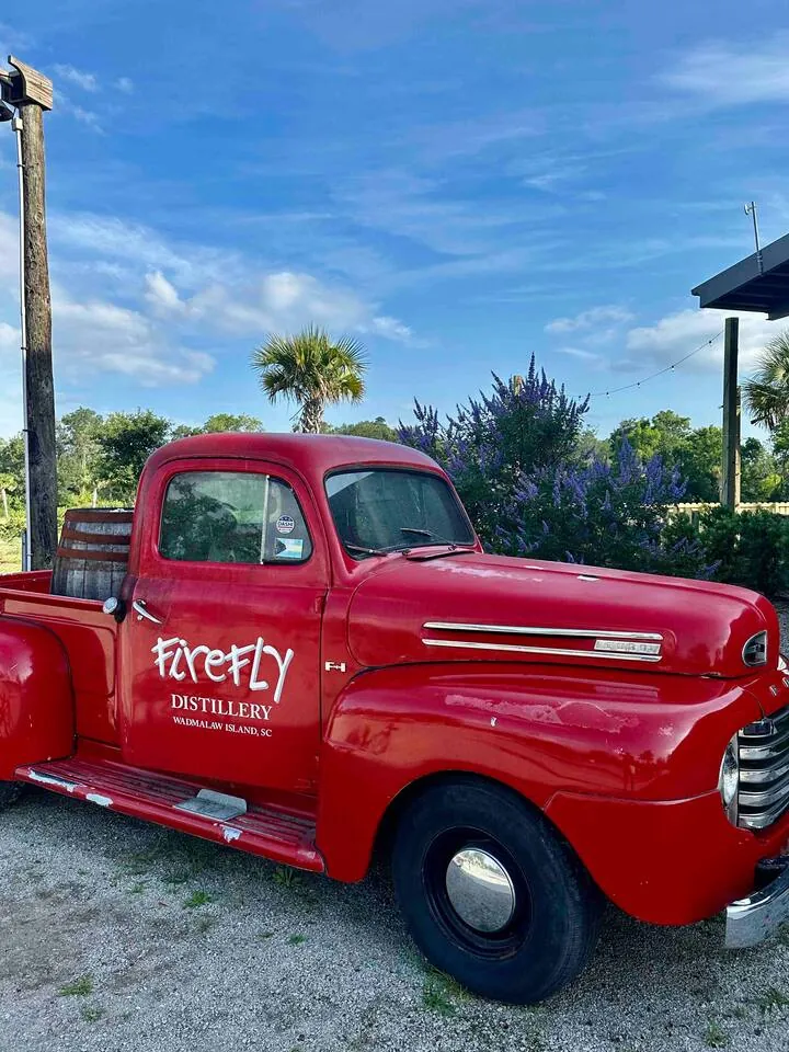 Firefly Distillery’s vintage red pickup truck