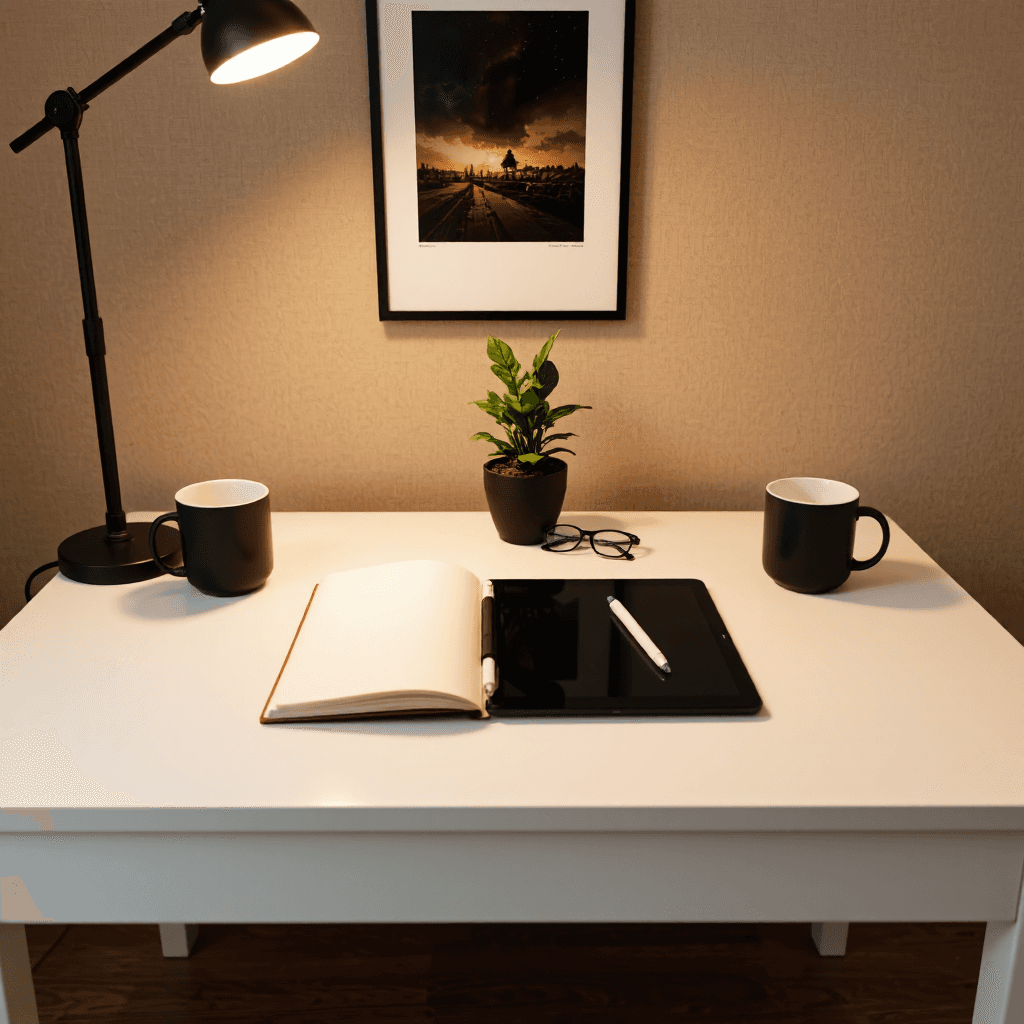product photography of home office setup