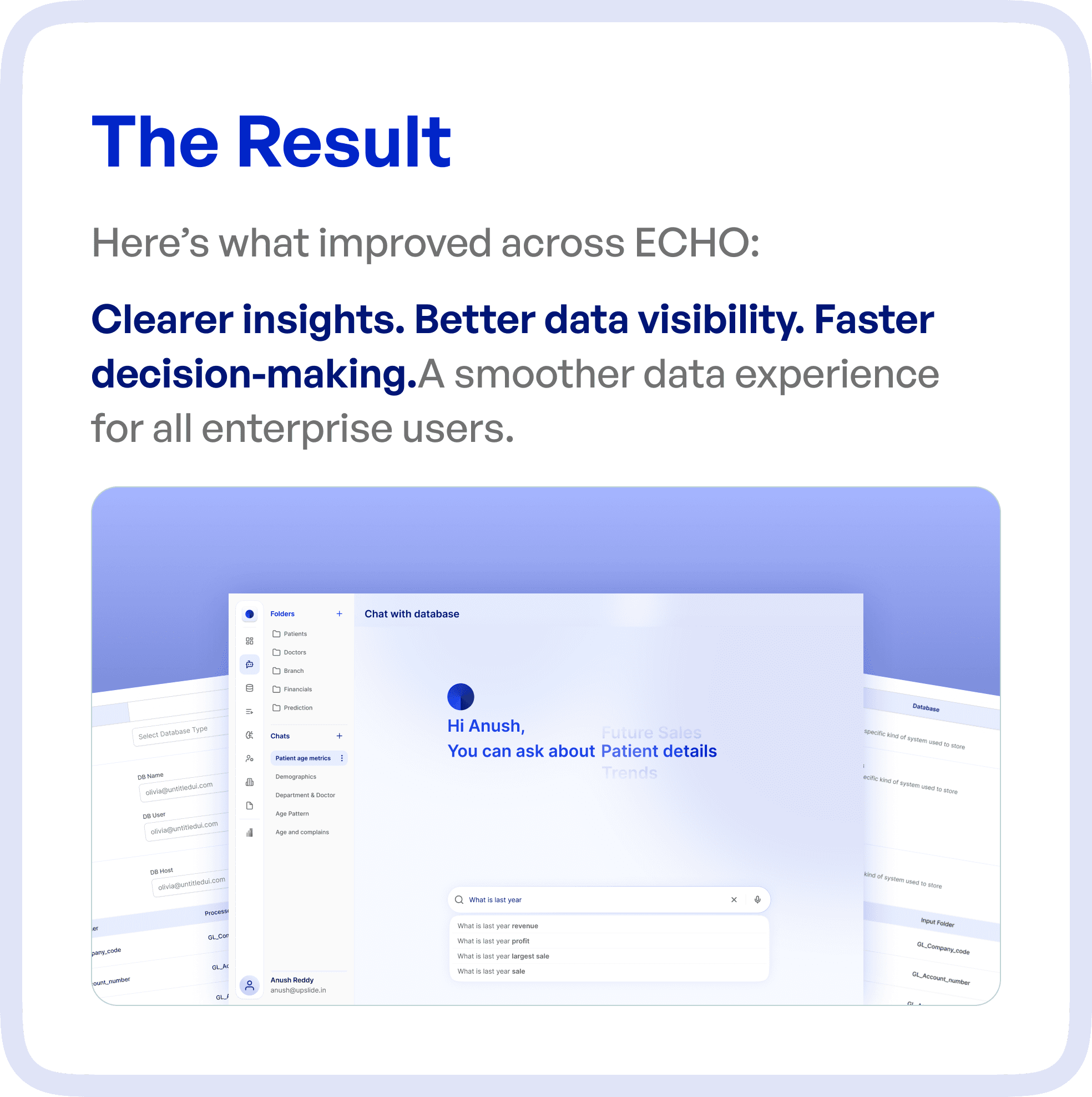 The Result brief & chat dashboard of Echo
