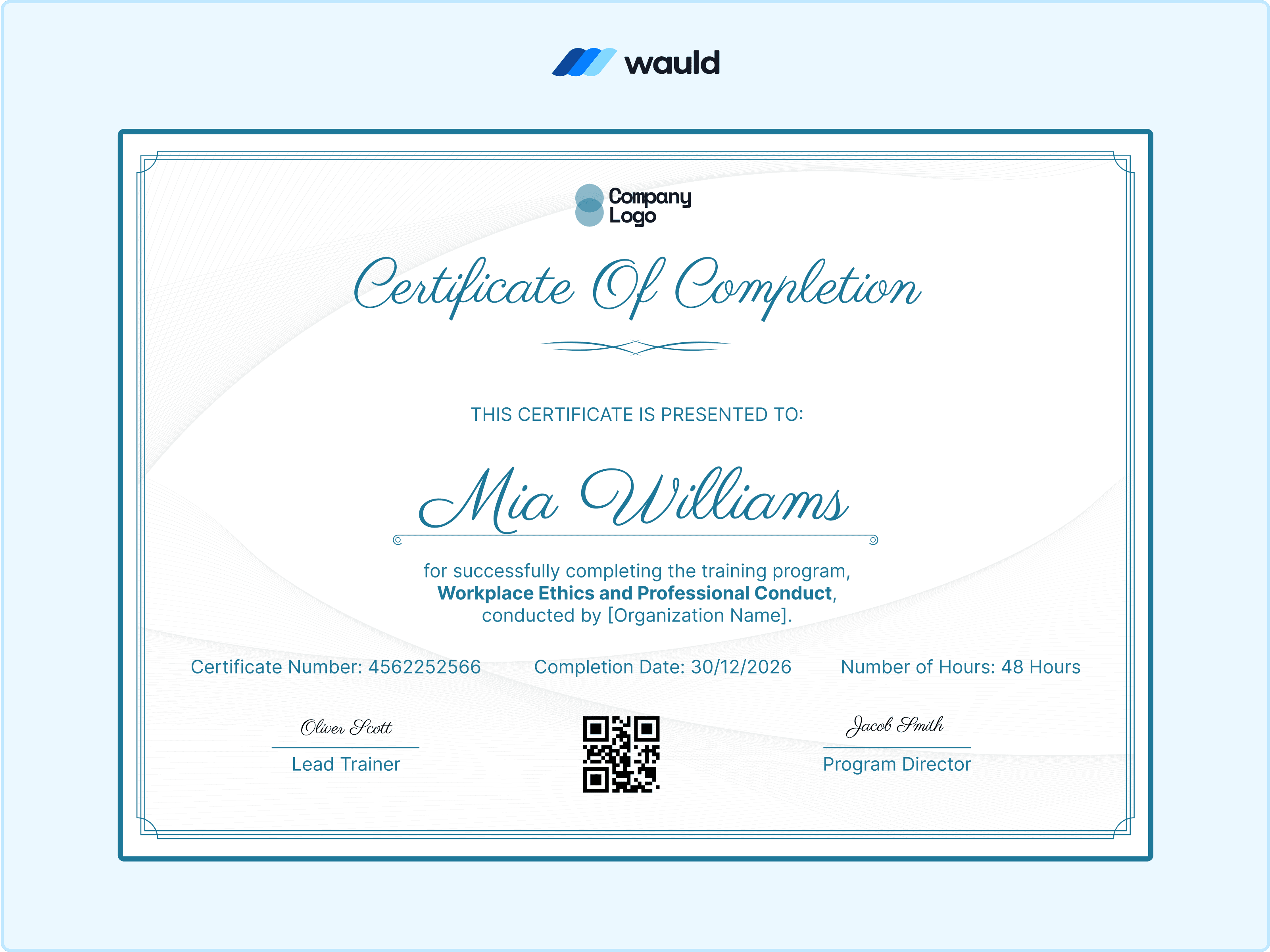 Wauld - Clean certificate template for accreditation