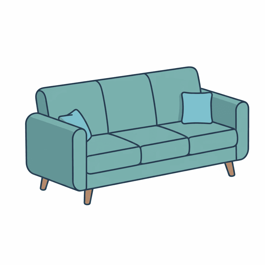 Blaues Icon eines 3er Sofas