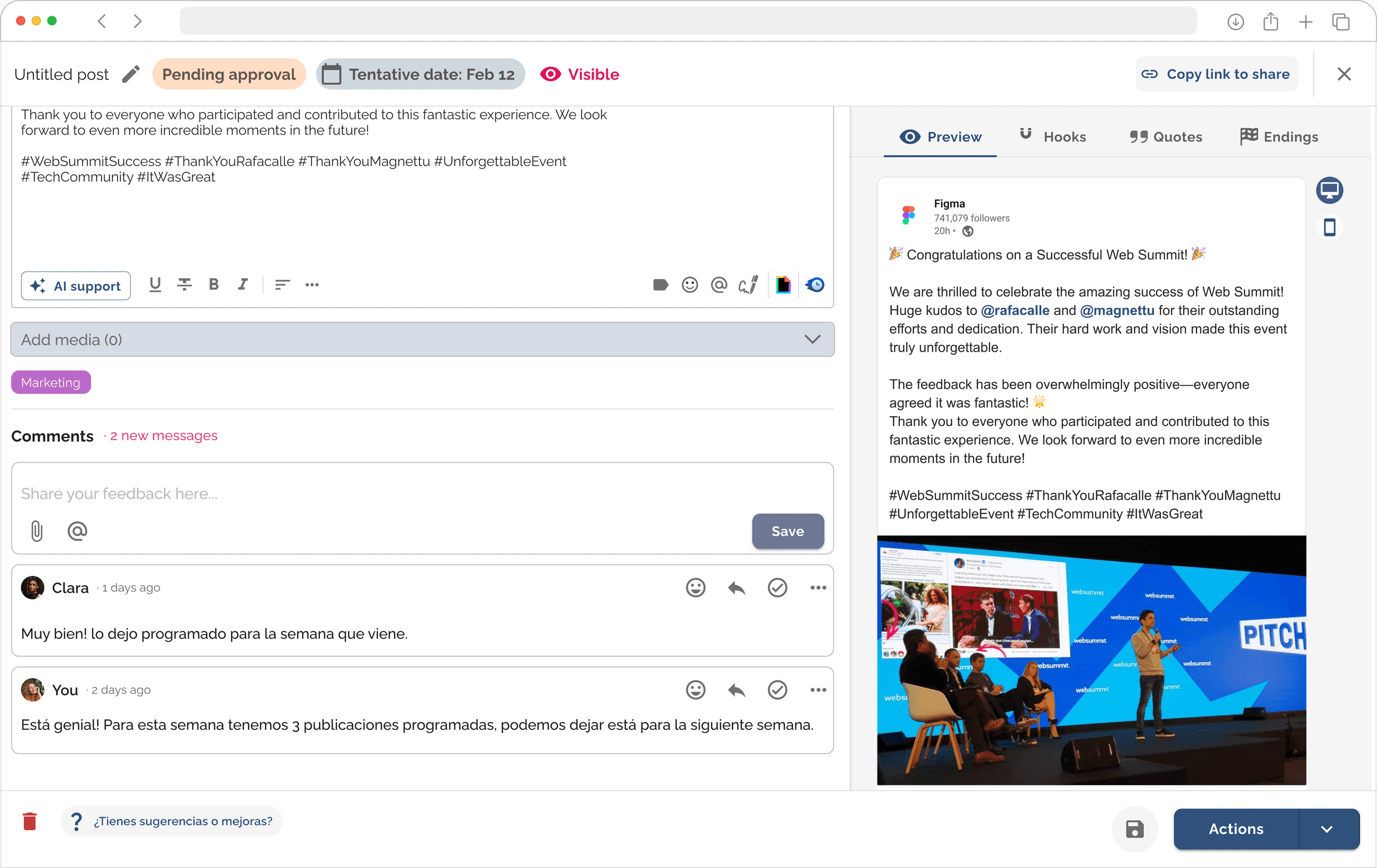 Magnettu's LinkedIn AI content creation dashboard