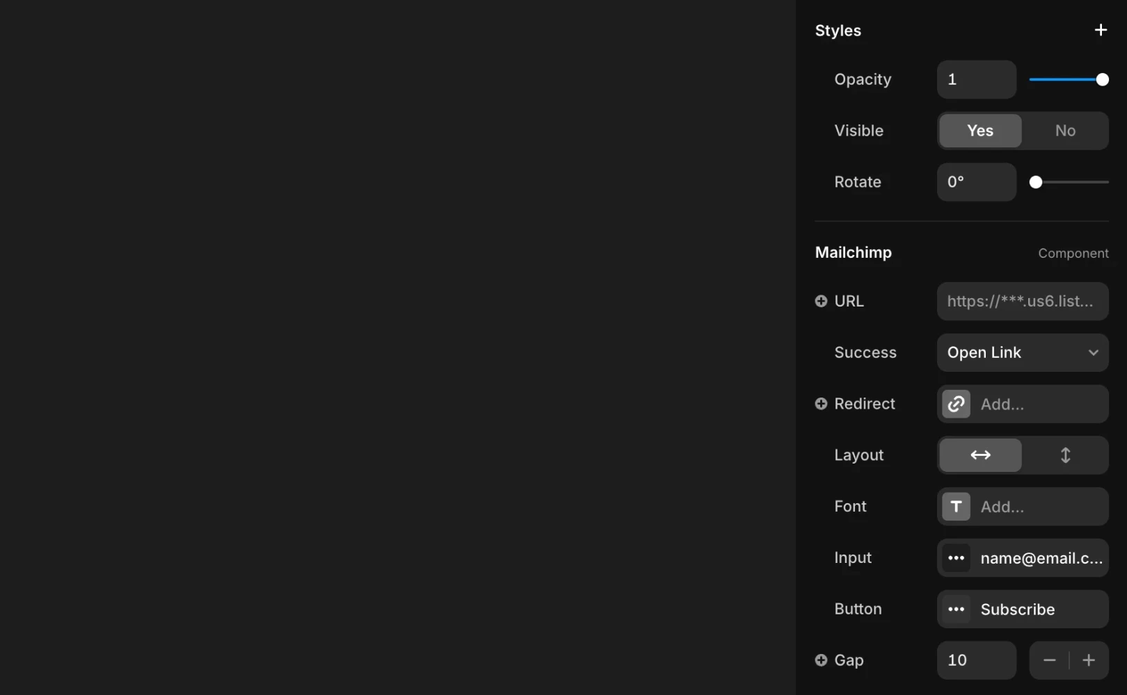 Framer에서 Mailchimp 폼 URL을 붙여넣고 스타일을 커스터마이징하는 방법을 설명합니다.