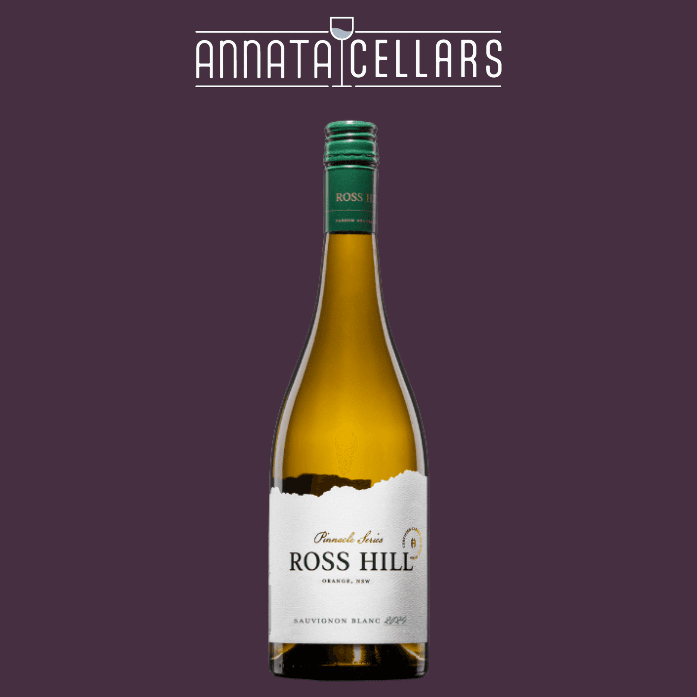 Ross Hill Sauvignon Blanc wine bottle with green cap and cream label