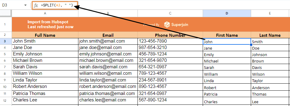 This formula splits the text in cell A2 at each space