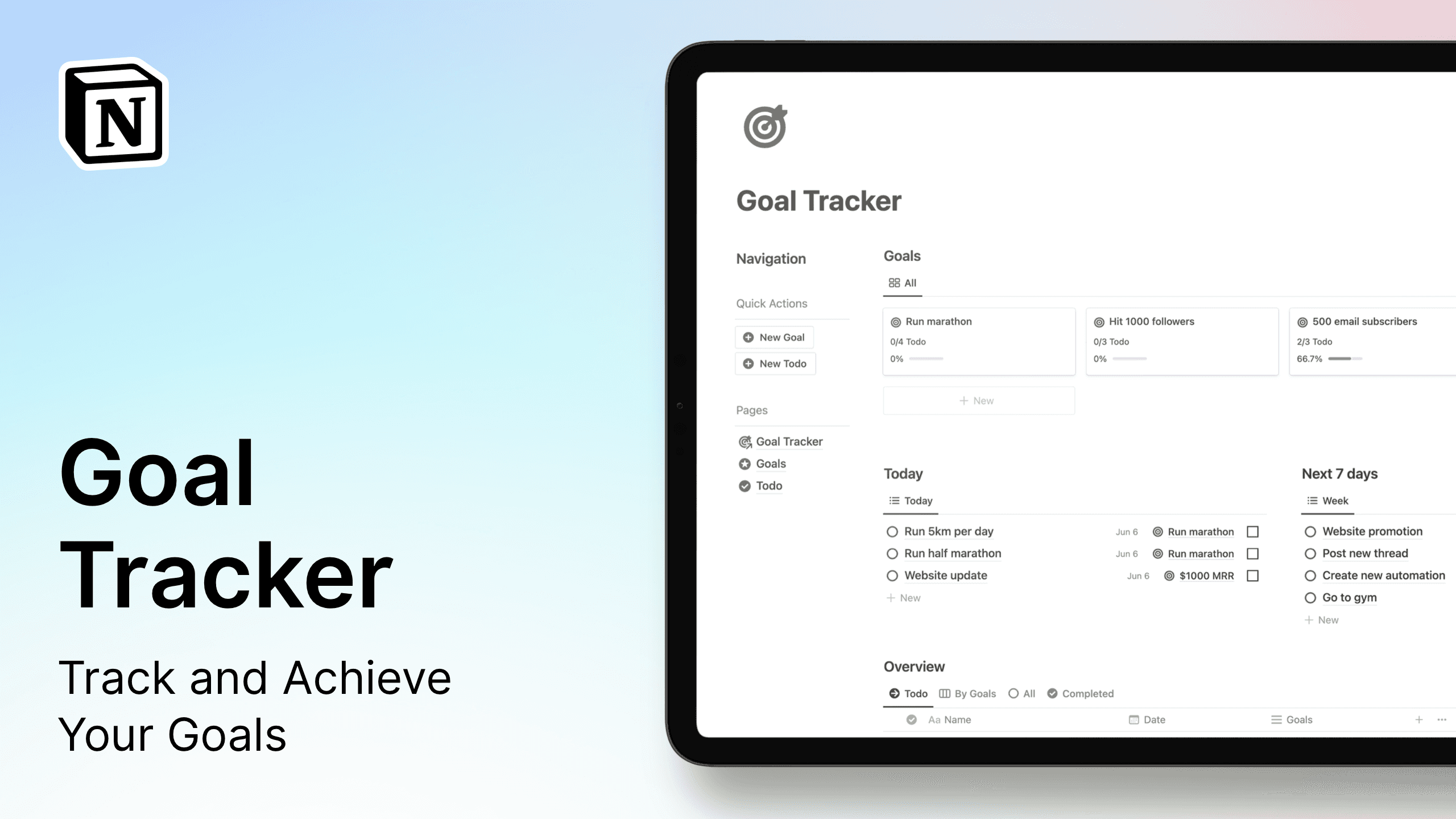 Notion Goal Tracker for Free