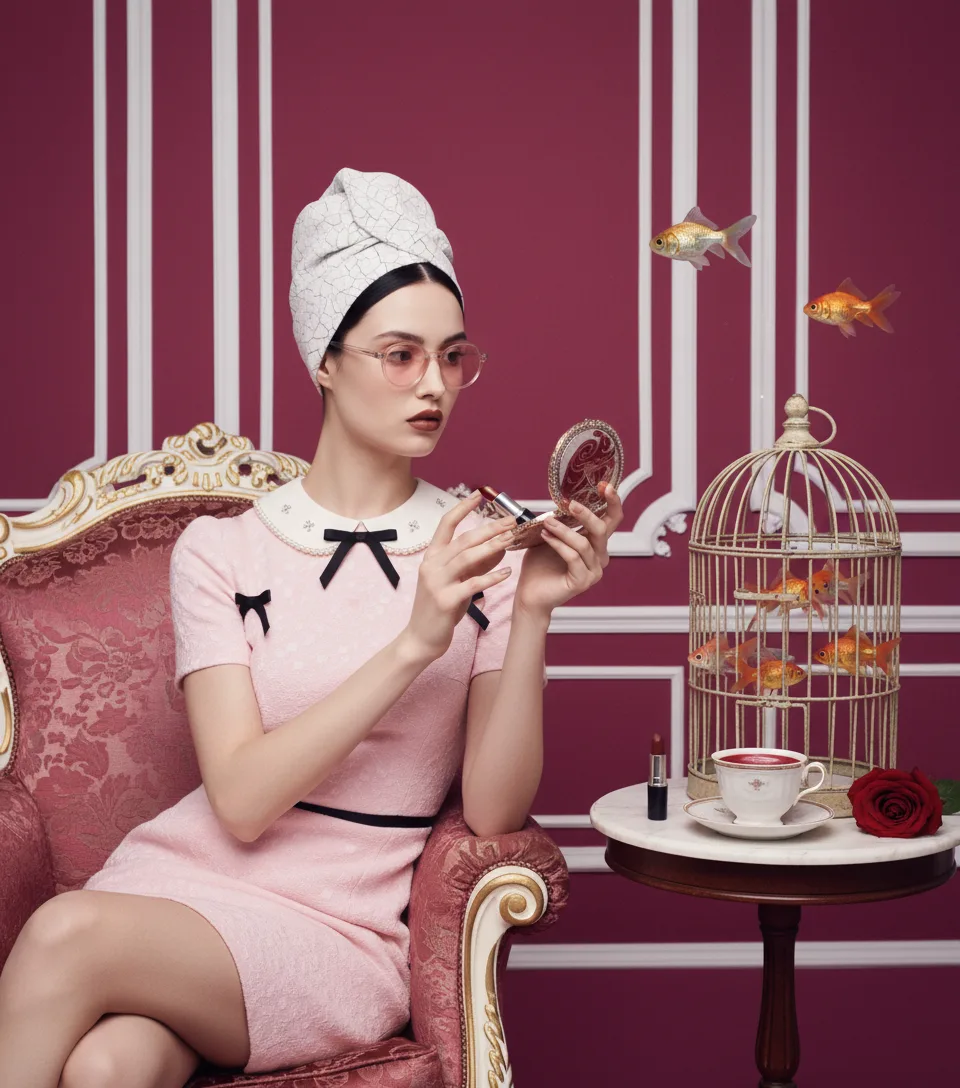 scene4-ai product photography-lipstick campaign creation-high fashion model in a surreal aquarium-8