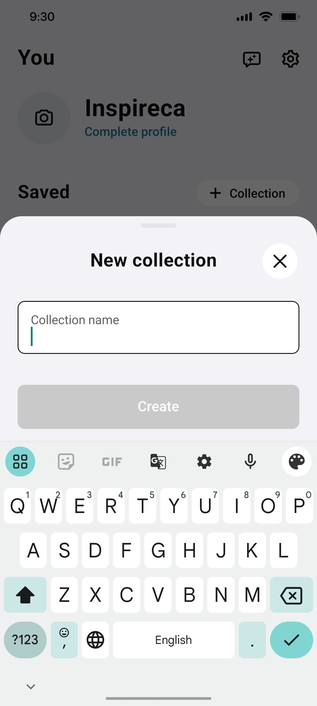 Klarna ollection Name page Screen