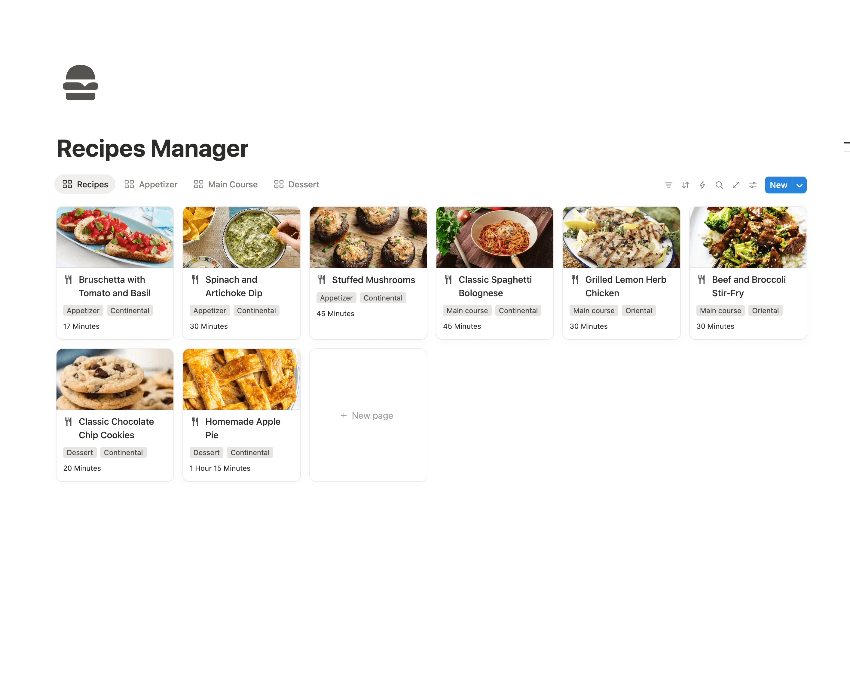Recipes Manager Notion template for organizing recipes and building a personal cookbook