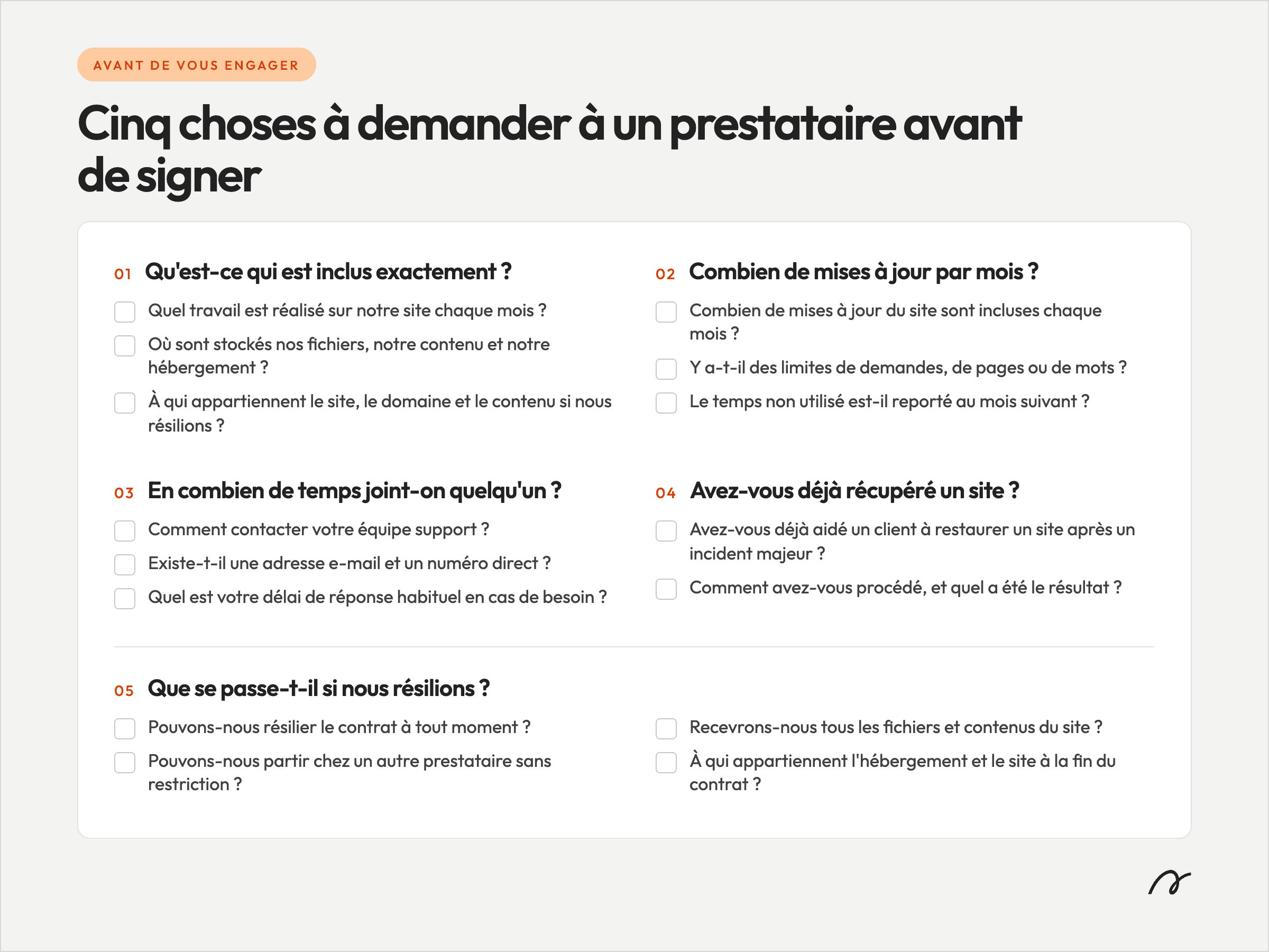 Questions à poser avant de souscrire un plan de maintenance de site web