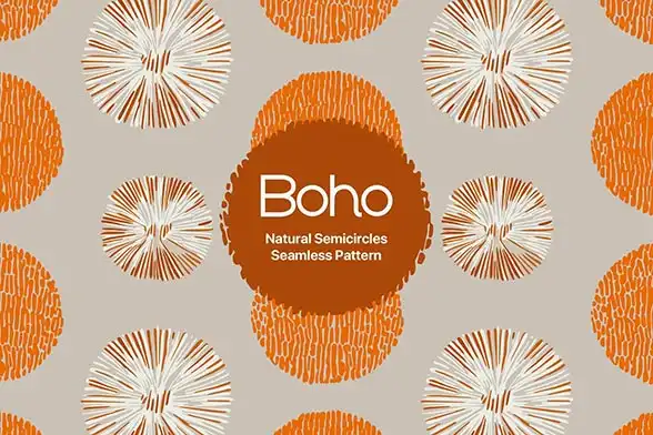 Boho semicircle seamless pattern, natural abstract shapes background