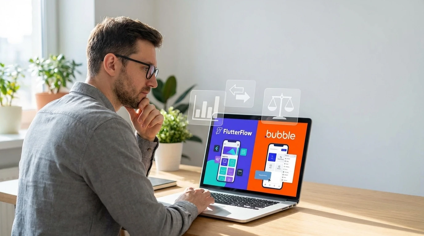Graphic showcasing the Flutter logo