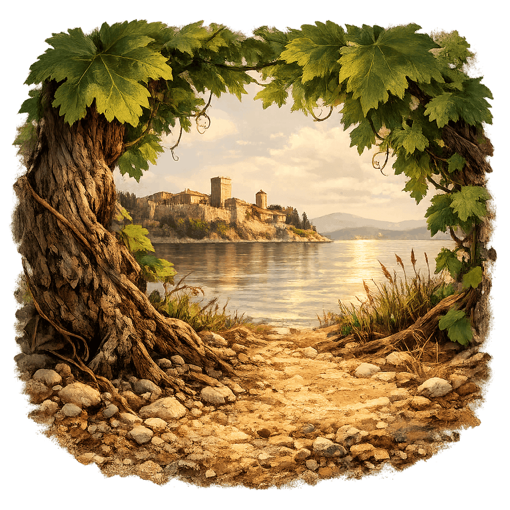 Detailed graphic of the Colli del Trasimeno wine region.