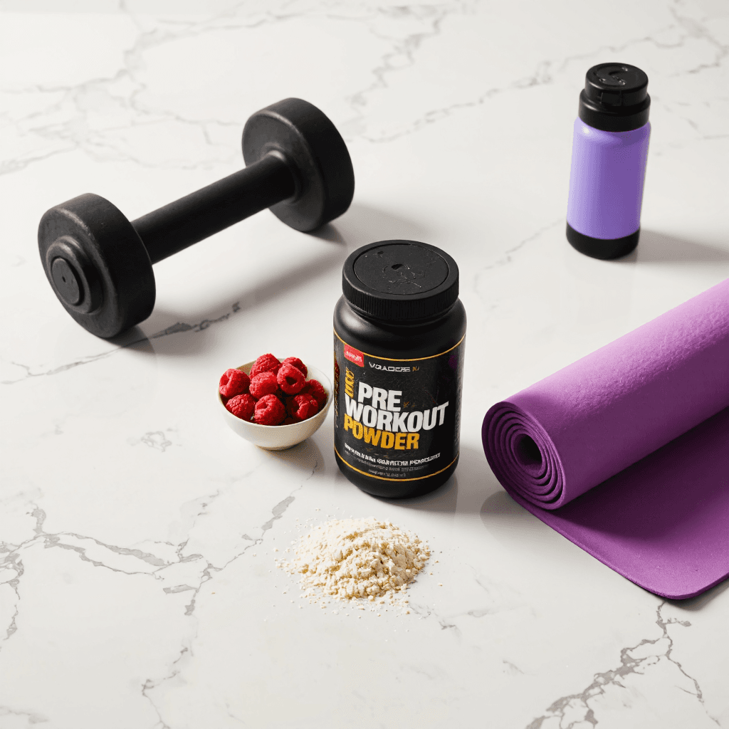 product photography of pre-workout powder