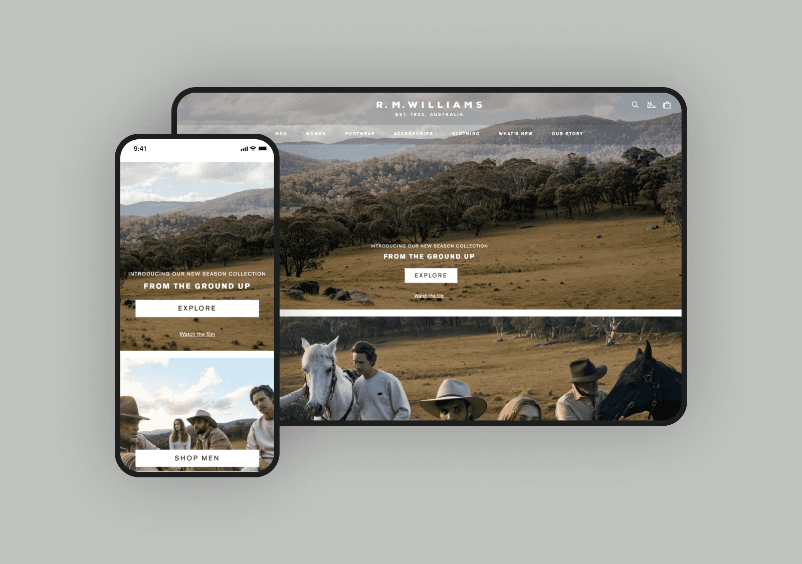 Mobile and desktop screens of old home page