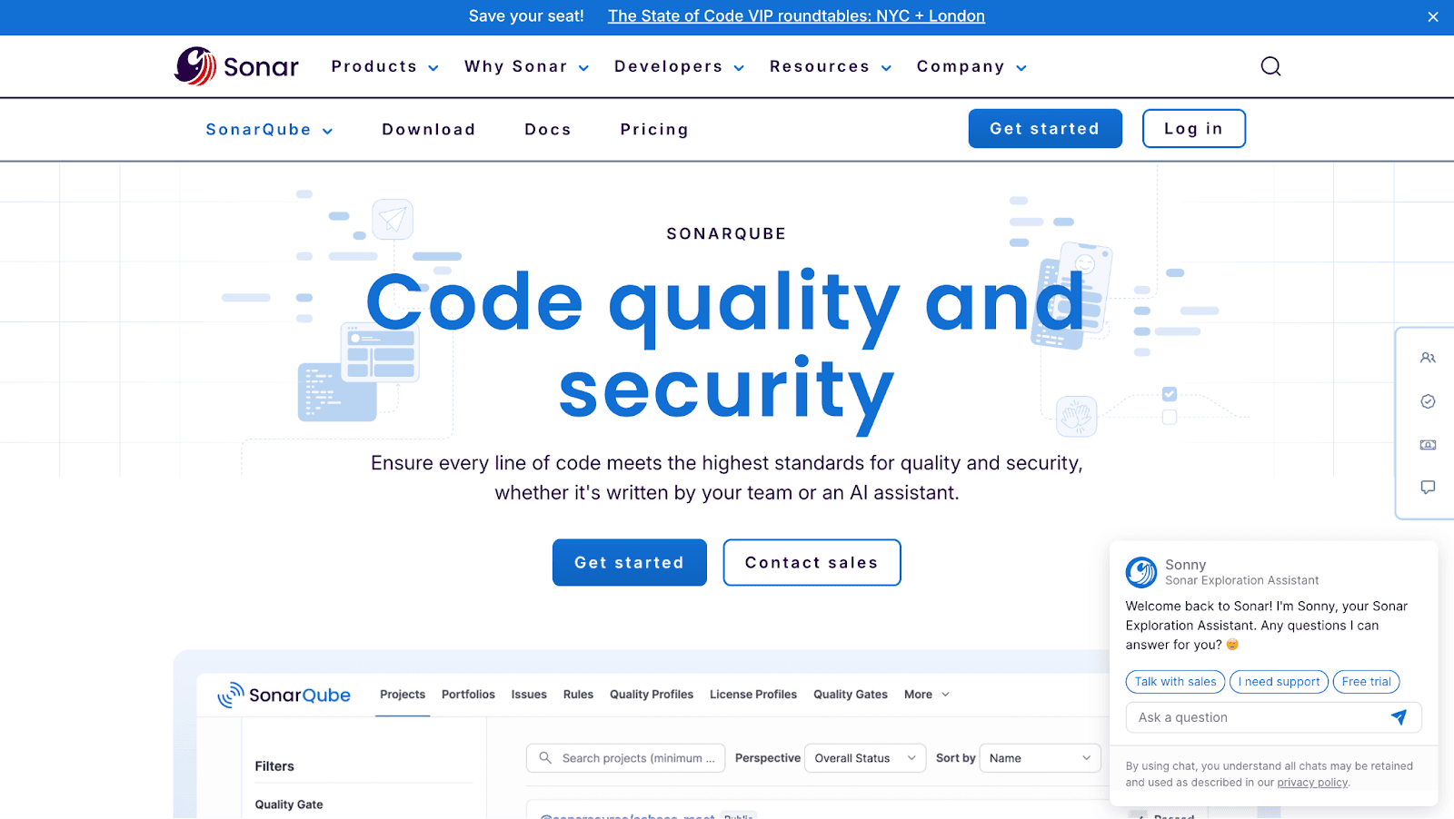 SonarQube/SonarCloud is a benchmark platform for static code analysis, code smells, and maintainability rules, with expanding security coverage.
