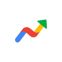 Colorful arrow with upward curve, featuring red, blue, yellow, and green.