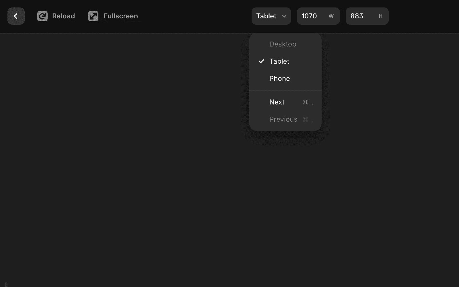 Breakpoint preview disabled in your project, showing Tablet breakpoint selected while Desktop is unavailable