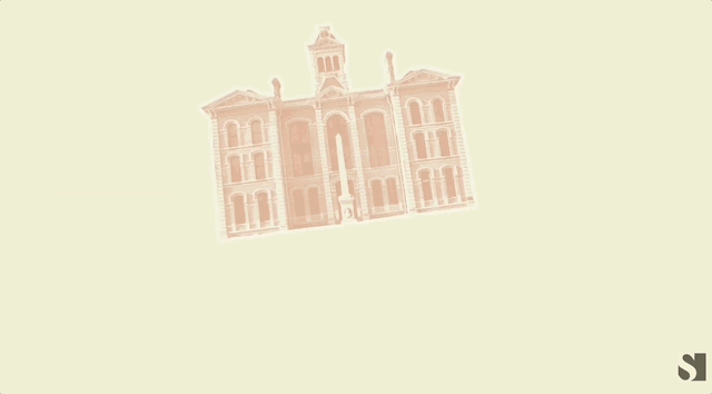 Animation of illustrated local, state and federal government buildings appearing in sequence