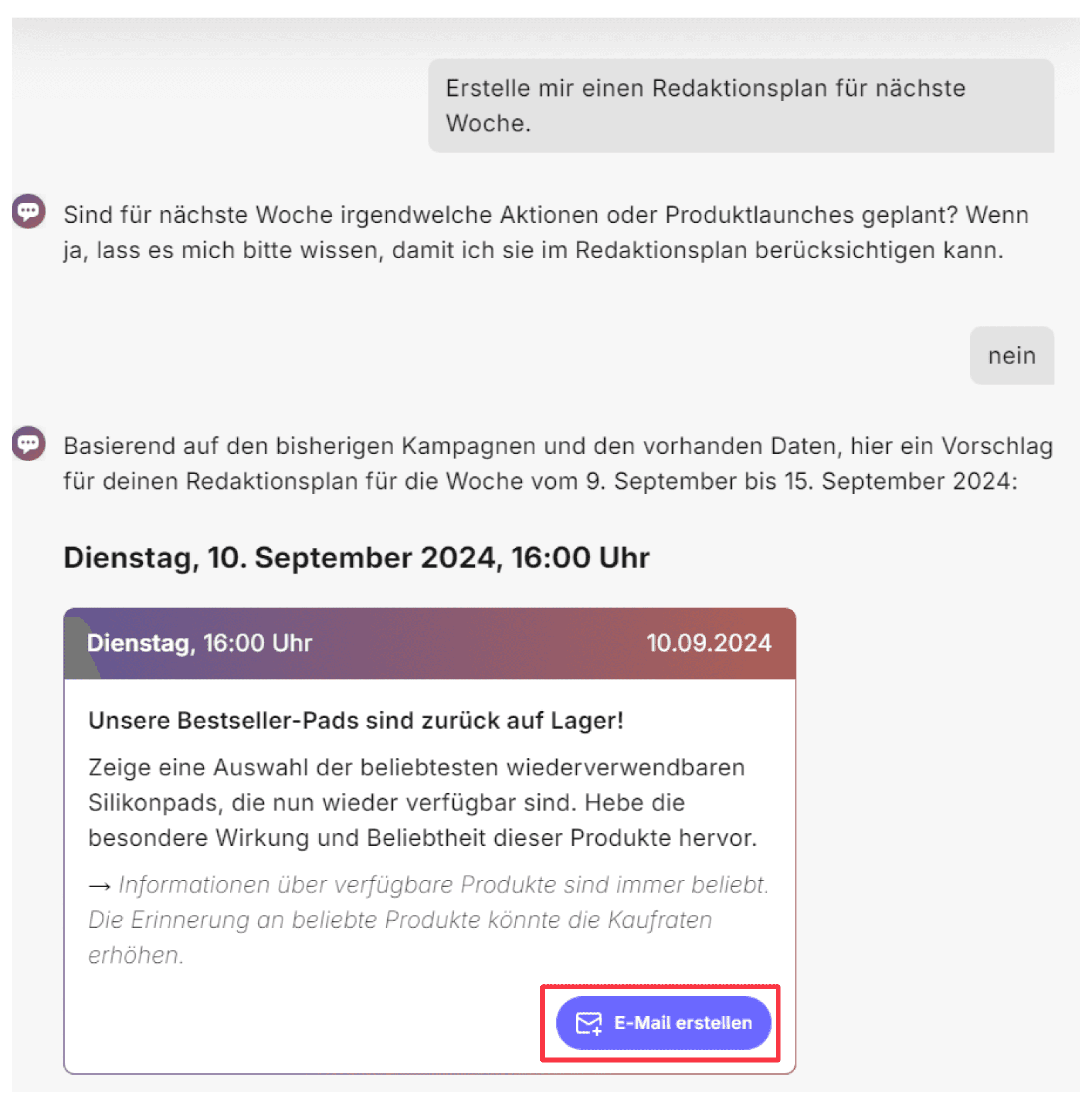 Automatisierte Redaktionsplan-Erstellung mit Hello E-Mail