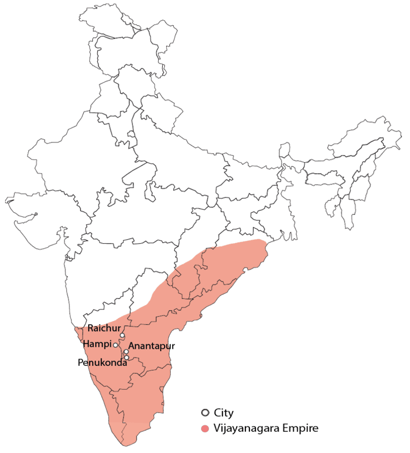 Map of the Vijayanagara kingdom during its heyday (1336 - 1646 AD)