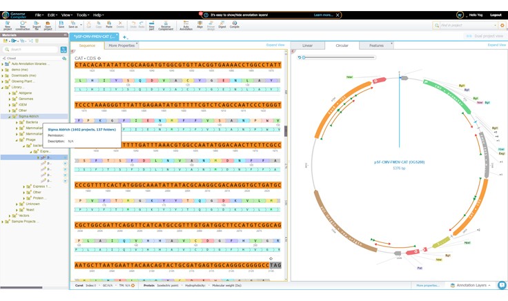 Screenshot of Genome Compiler.