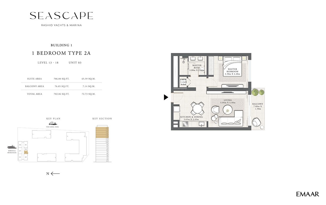 Seascape by Emaar Floor Plan 1BR