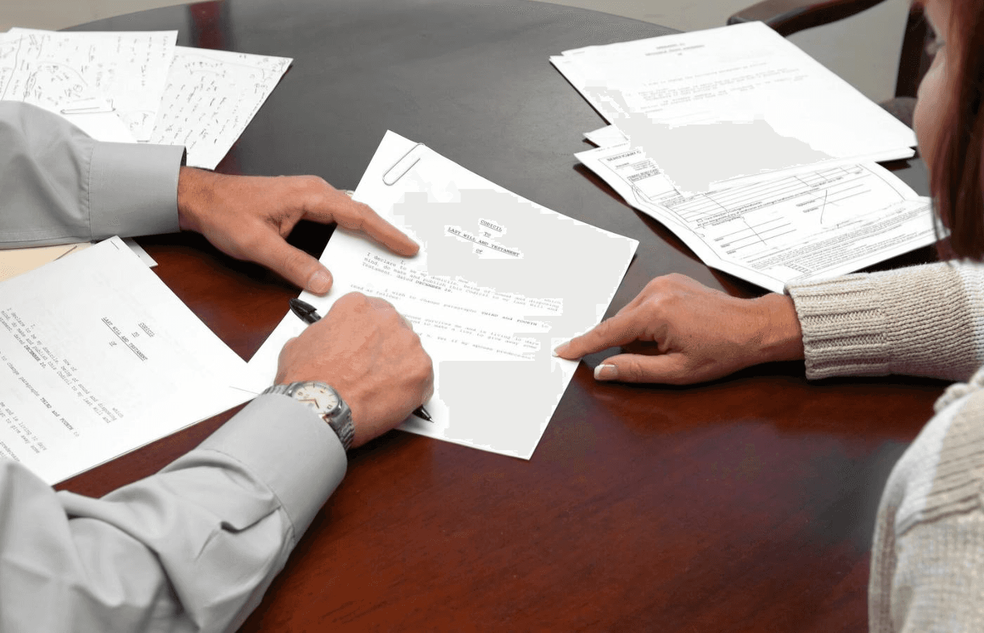 Man and women reviewing a document