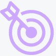 Lavender outline of a target with an arrow in the bullseye
