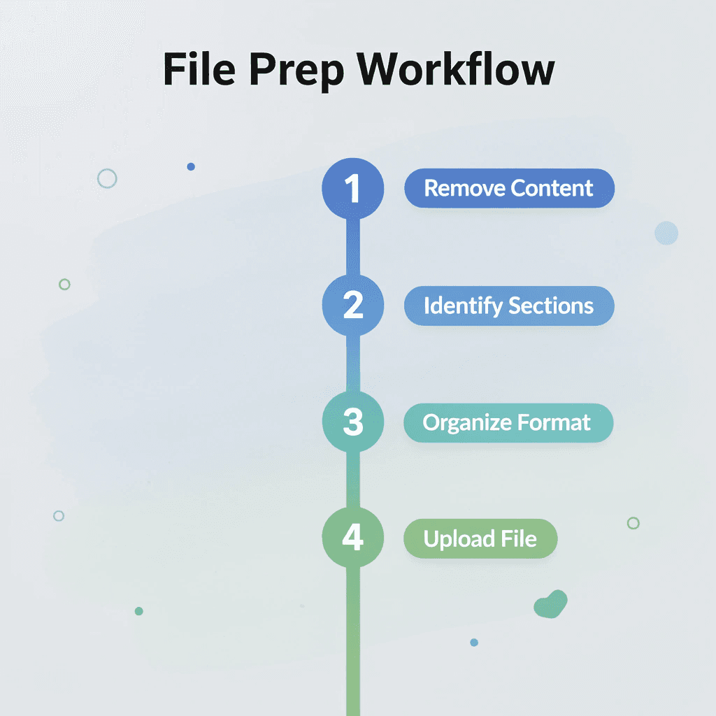 Four-step workflow for file preparation