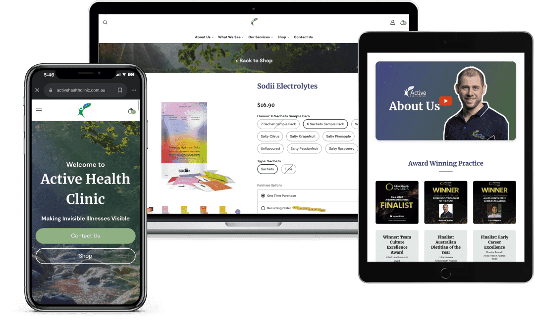 Final migration site mockups on different devices.