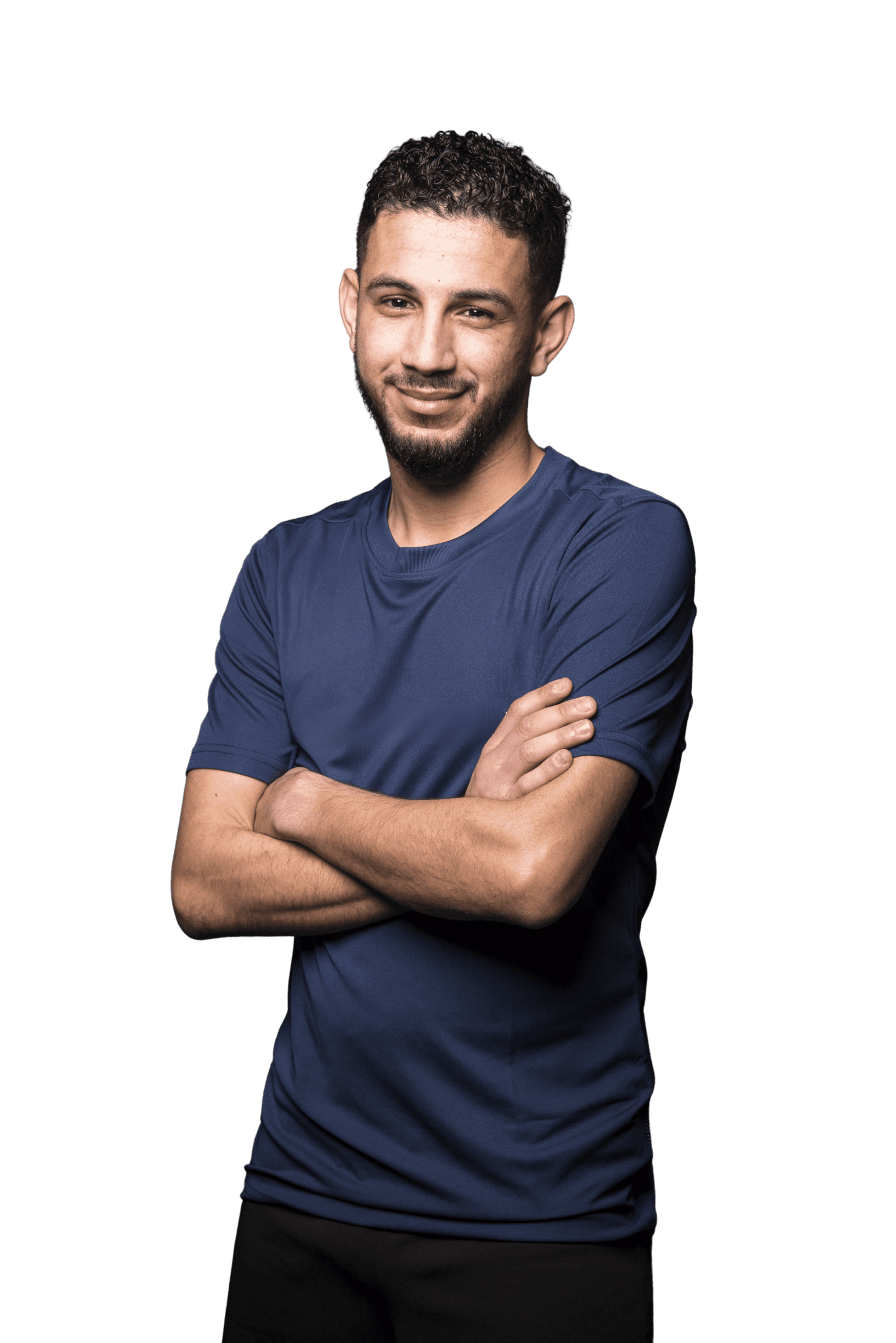 Man in white t-shirt front photo