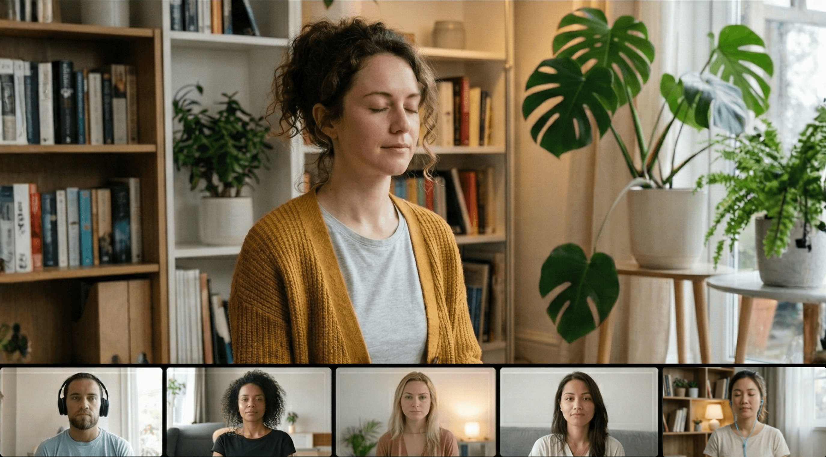 a group of people sitting in a circle in a room
