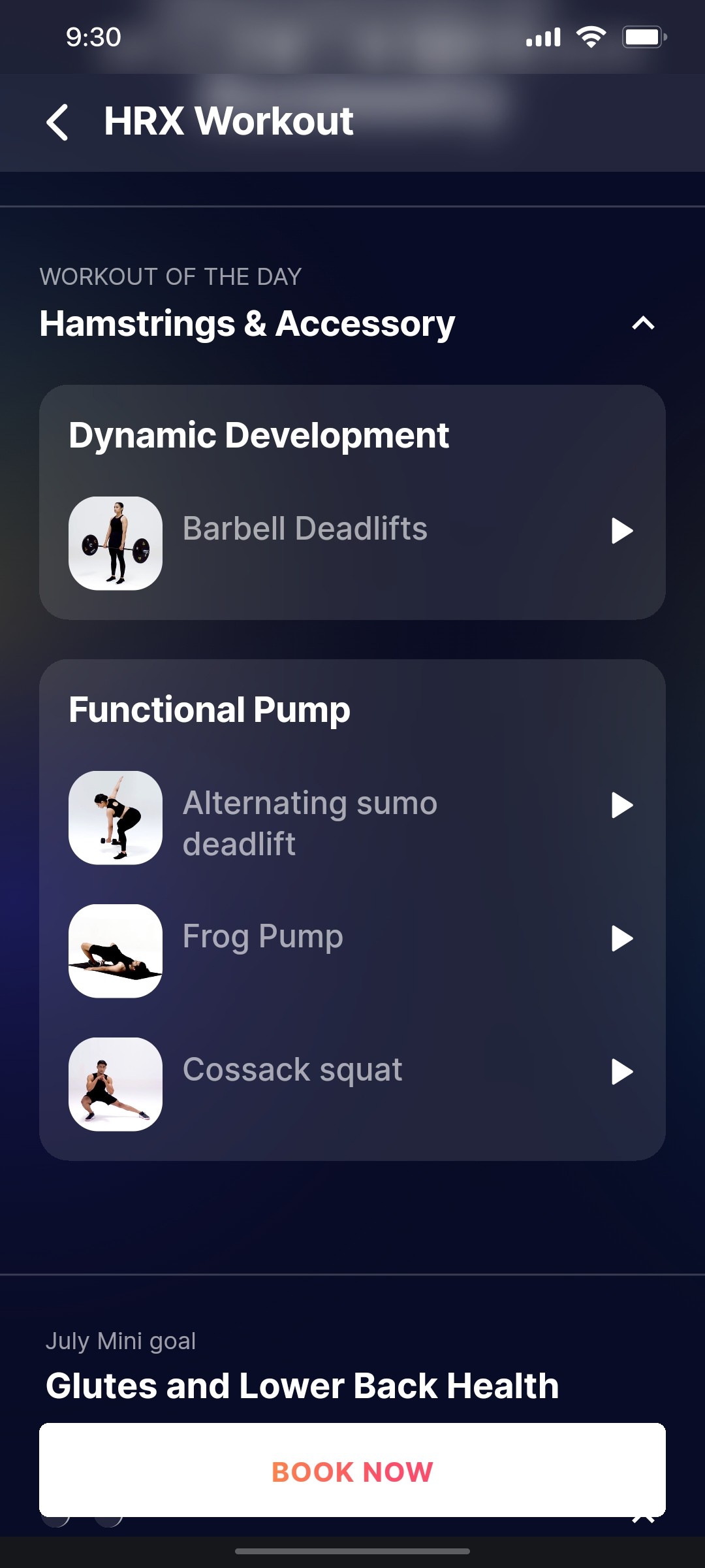 Cult.fit App Hamstring & Accessory Screen