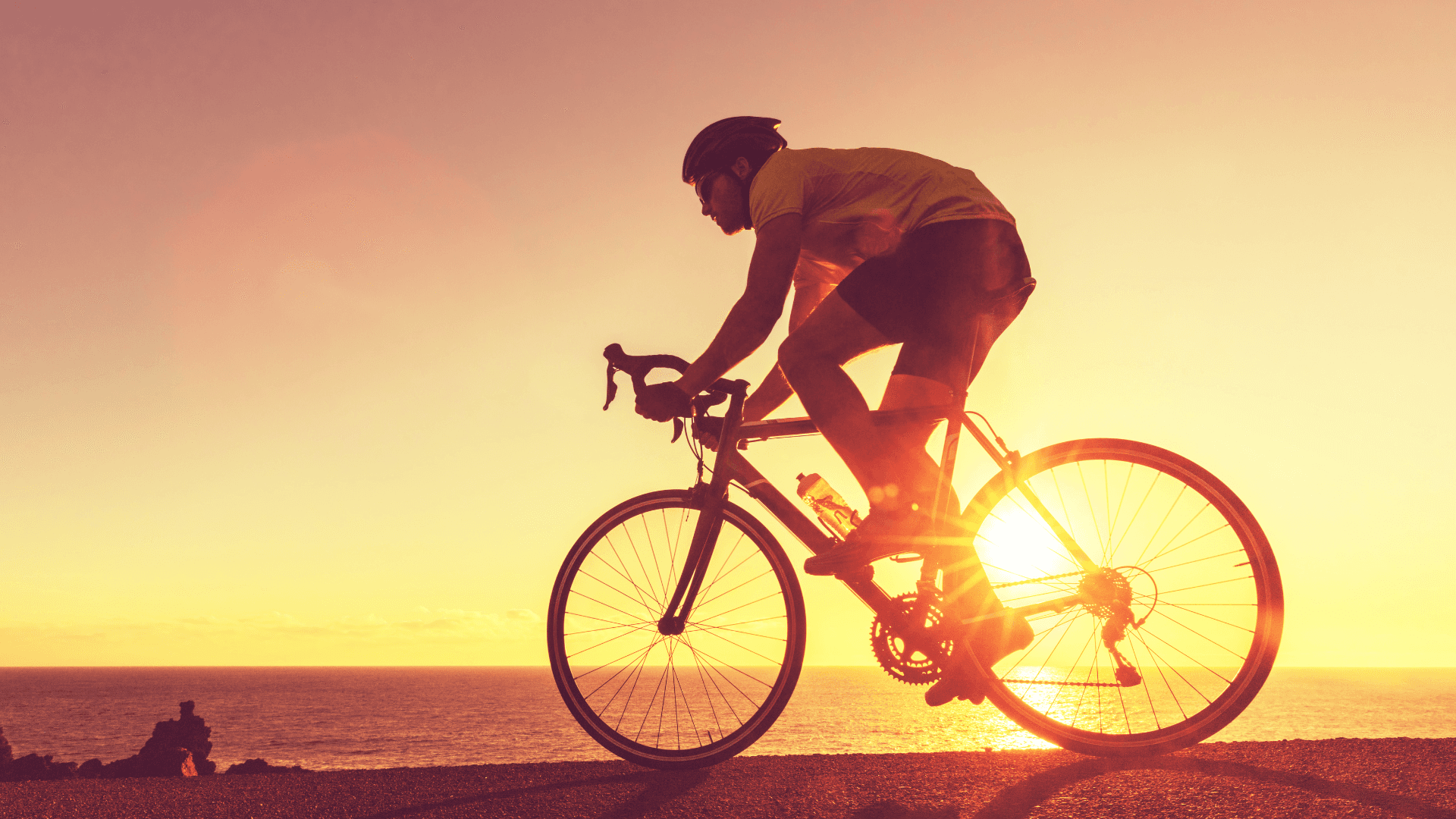Dynamic picture of a cyclist riding downhill