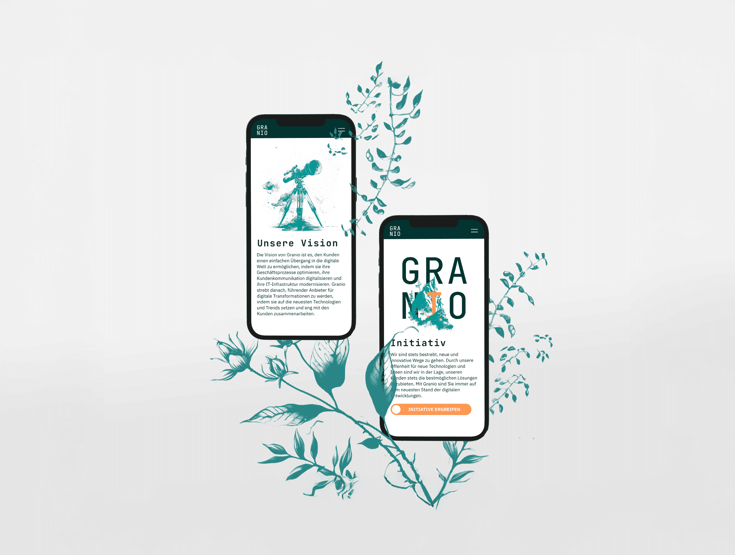 Ein MockUp der Mobile-Ansicht von Granio
