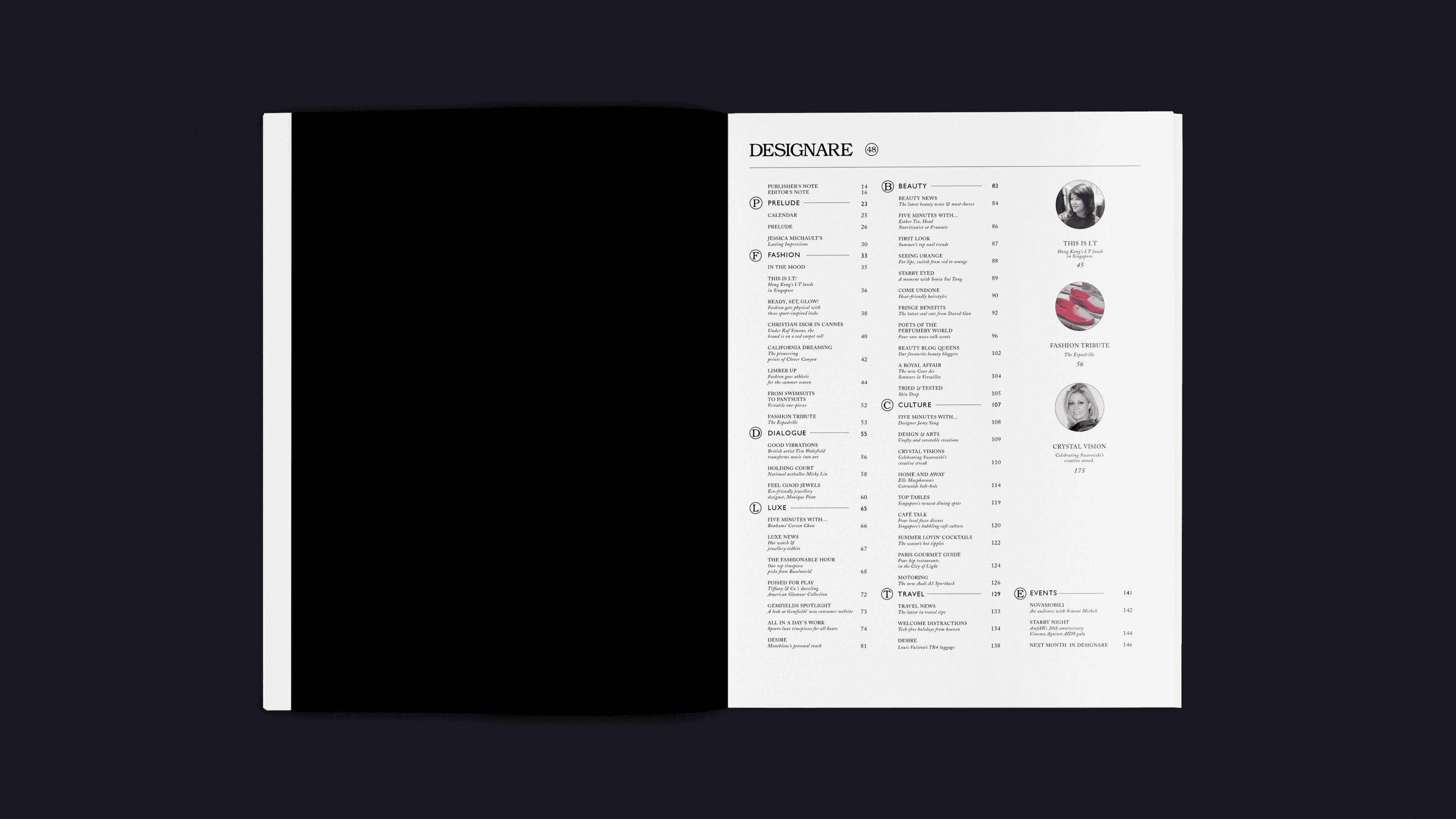 Redesigned Index page for Designare Femme, featuring a clean and elegant editorial grid.