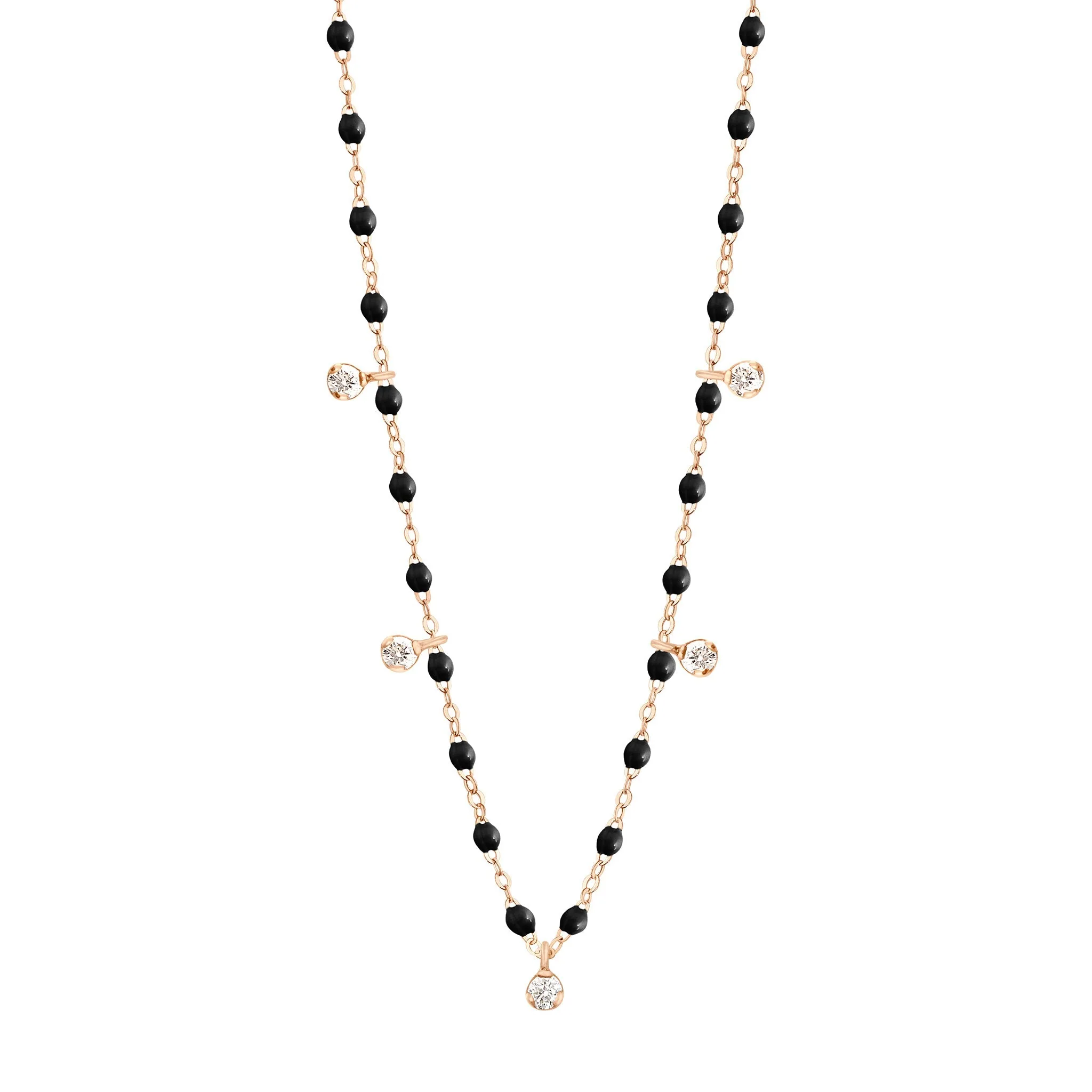 Collier noir Gigi Suprême, or rose, 5 diamants